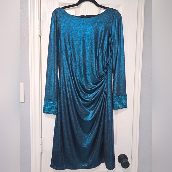Metallic Teal midi dress - Picture 1 of 10